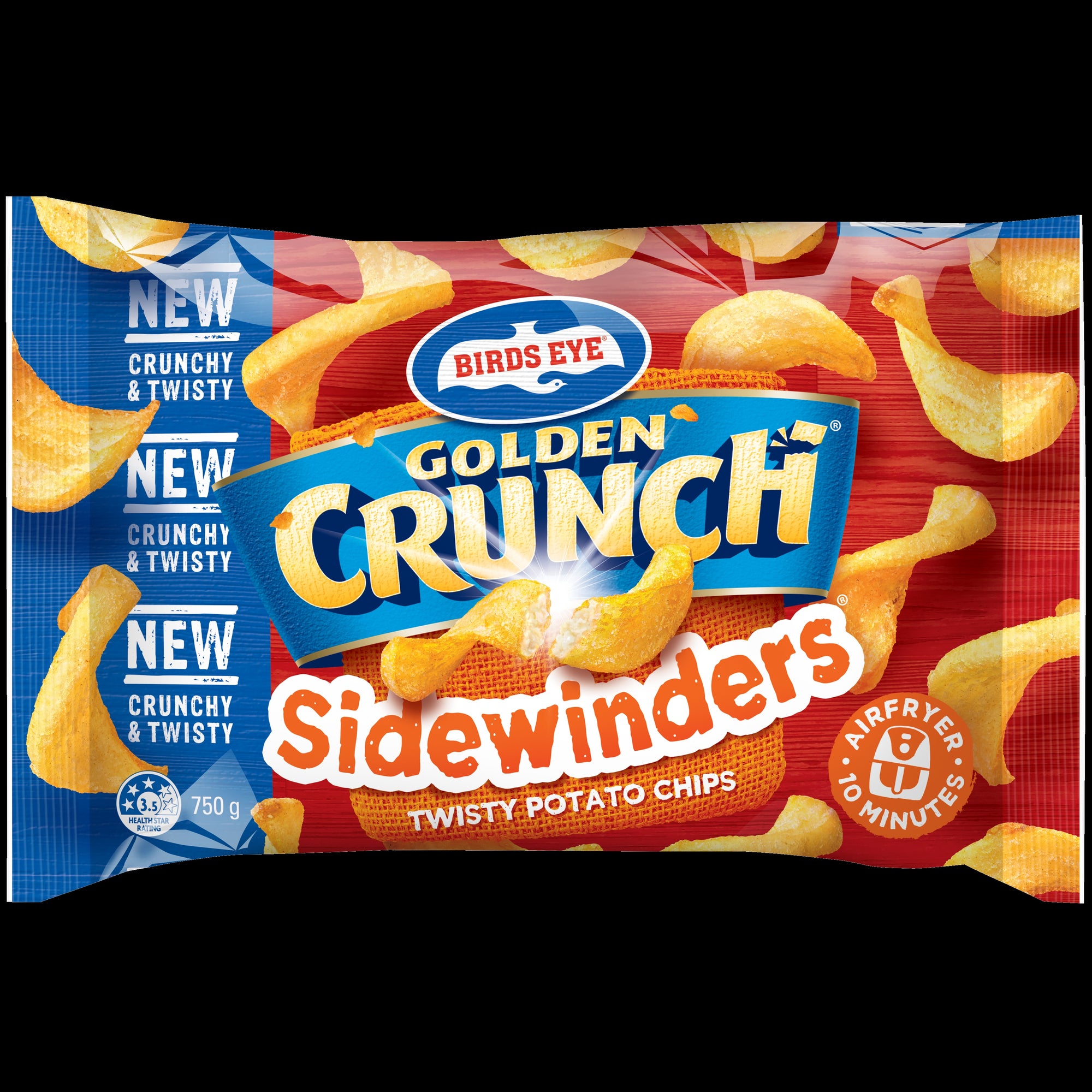 Birds Eye Golden Crunch Sidewinders Chips 750g