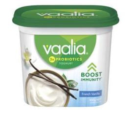 Vaalia Low Fat Fruit Yoghurt French Vanilla Tub 900g