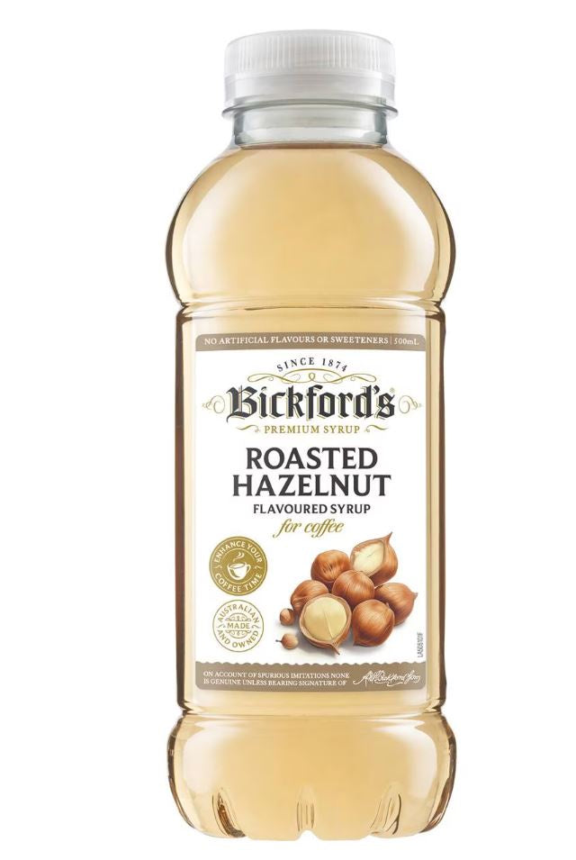 Bickford's Roasted Hazelnut Flavoured Syrup 500ml