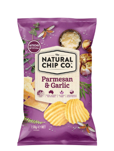 #The Natural Chip Co. Parmesan & Garlic Chips 150g