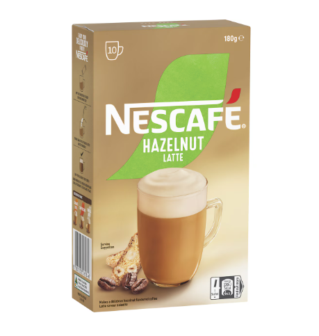 Nescafe Hazelnut Latte Coffee Sachets 10 Pack