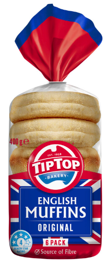 Tip Top Muffins English 400g 6 Pack