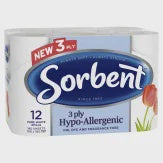 Sorbent Toilet Tissue Hypoallergenic 12pk