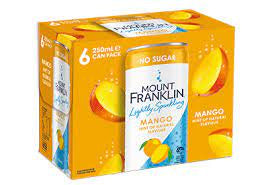 Mount Franklin Sparkling Water Cans Mango 6x250mL