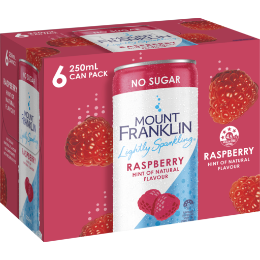 Mount Franklin Lightly Sparkling Water Raspberry 6 x 250ml