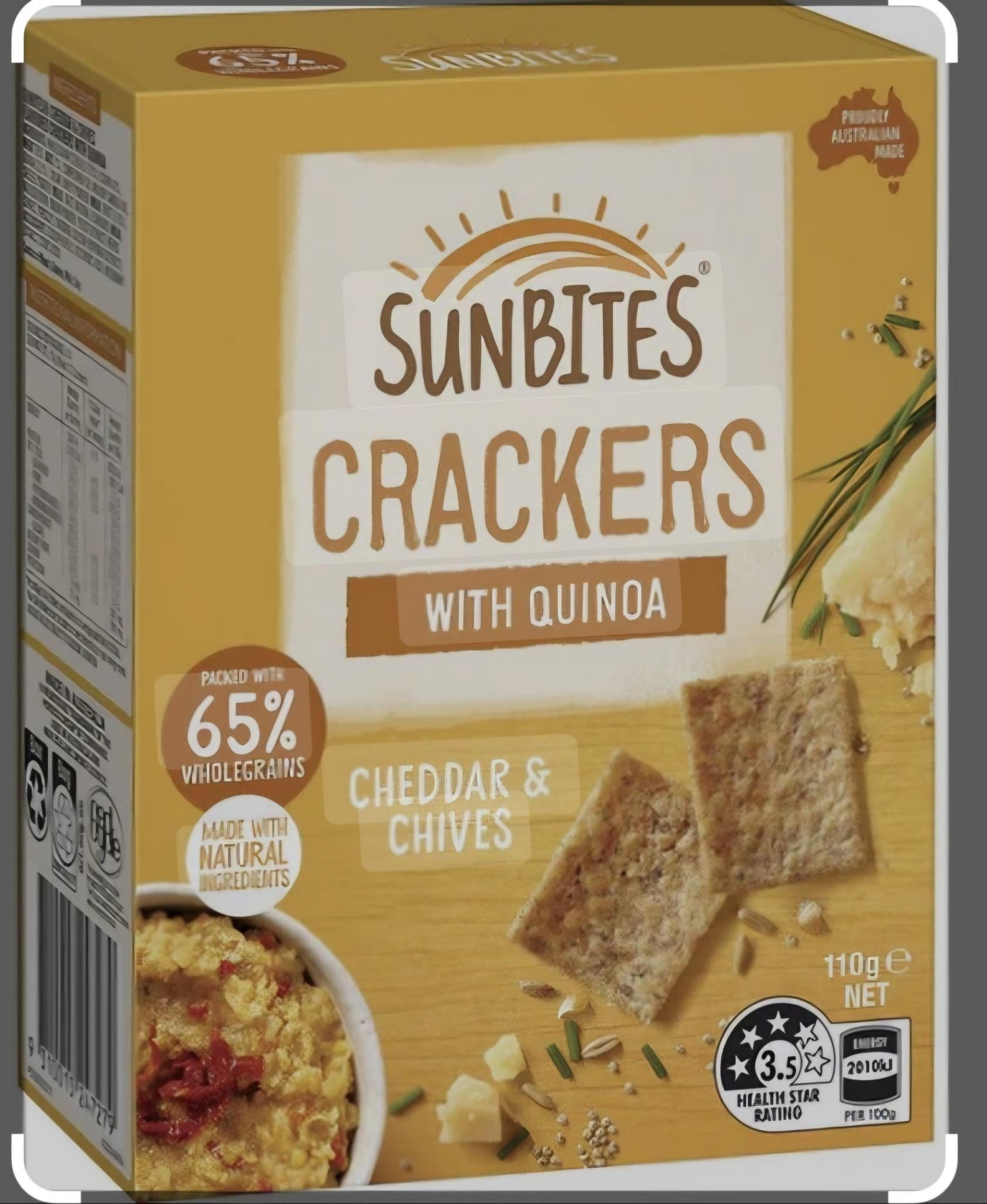 Sunbites Crackers with Quinoa 110g - Cheddar & Chives