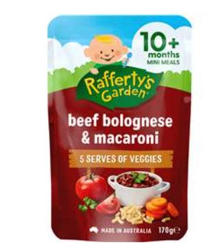 Rafferty's Garden Baby Food Pouch Beef Bolognese And Macaroni 10+ Months 170g