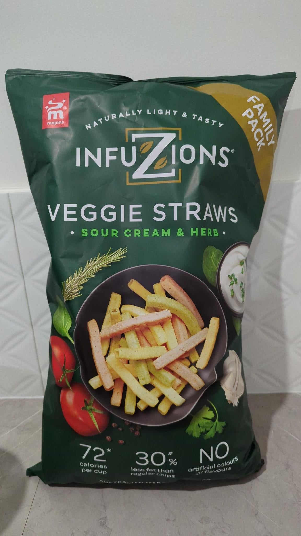 Infuzions Veggie Straws Sour Cream & Herb 500g