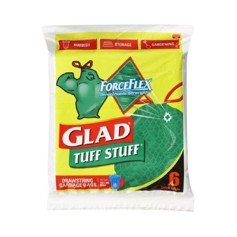 Glad Tuff Stuff Garbage Bags Drawstring 6 pack