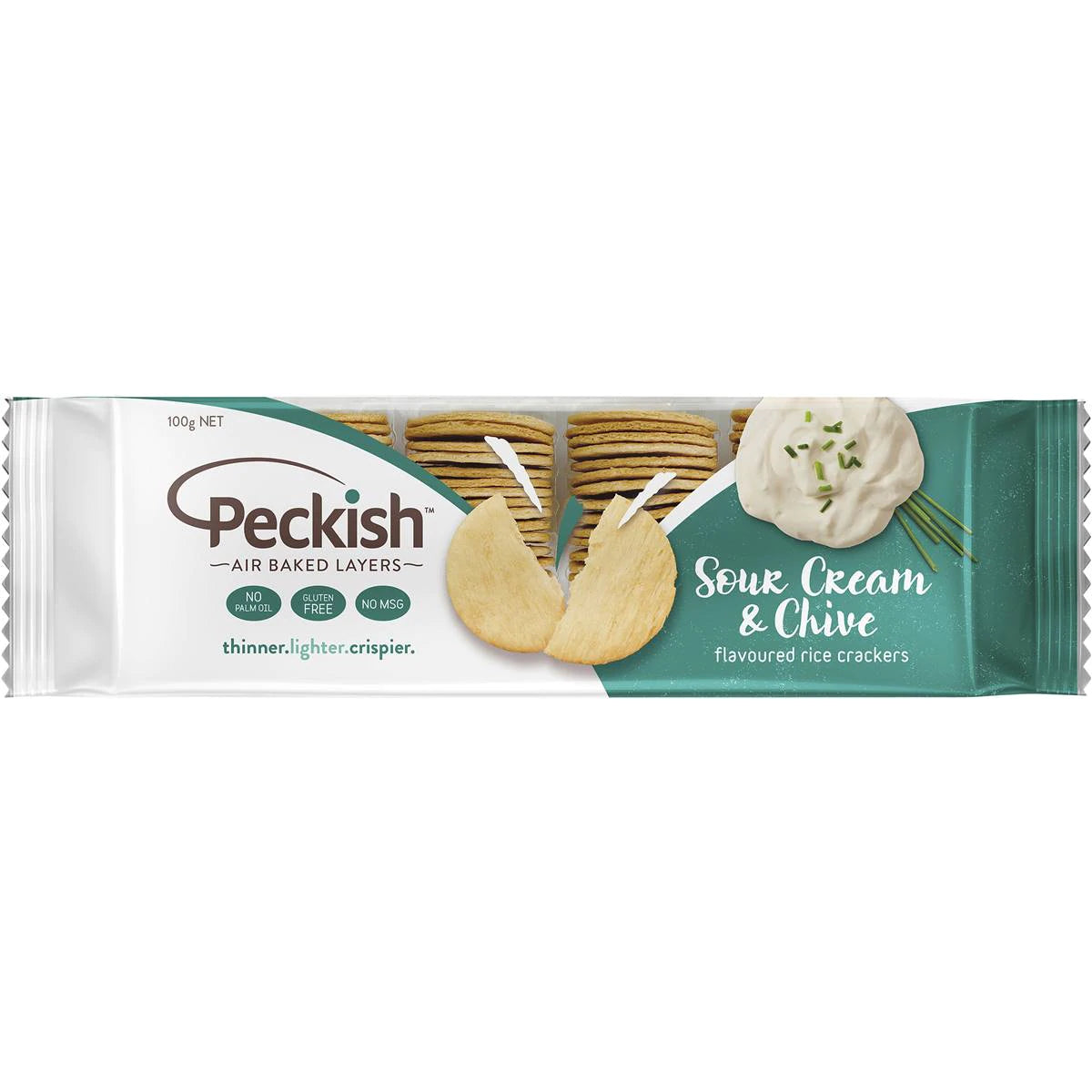 Peckish Rice Crackers - Sour Cream & Chive 100g