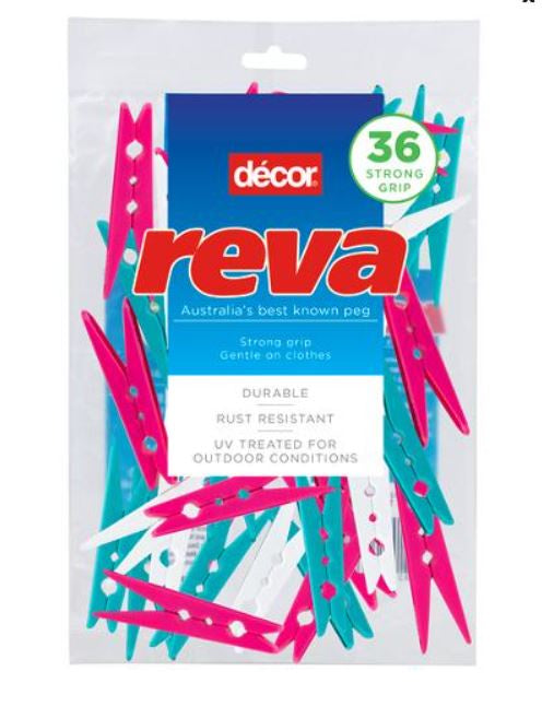 Reva Plastic Pegs - 36pk