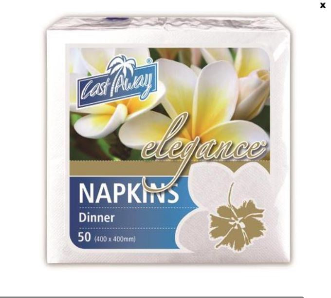 Cast Away Elegance Napkins - Dinner White 50pk