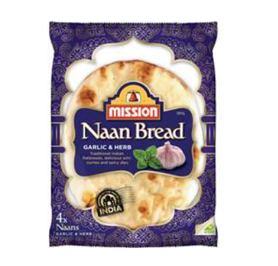 Mission Naan Garlic  4pk 280g