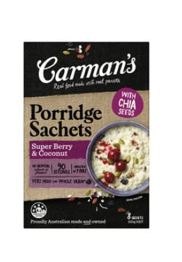 Carmans Porridge Sachets Super Berry & Coconut