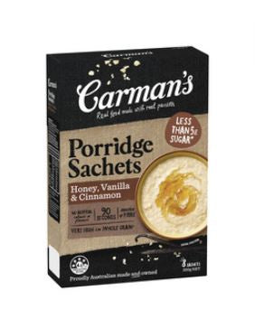 Carmans Porridge Sachets Honey, Vanilla & Cinnamon