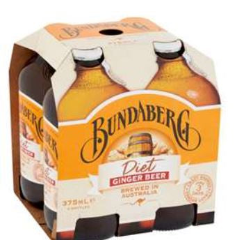 Bundaberg  Diet Ginger Beer 4 x 375ml