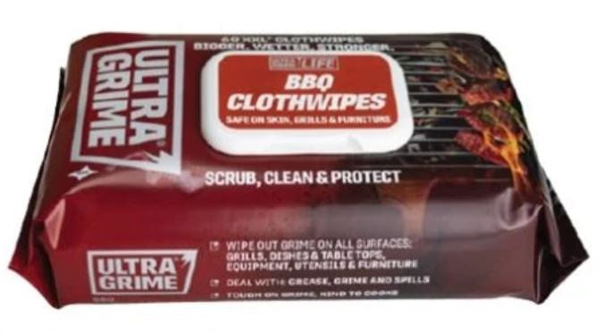 UltraGrime LIFE BBQ XXL+ Clothwipes  60 Pack