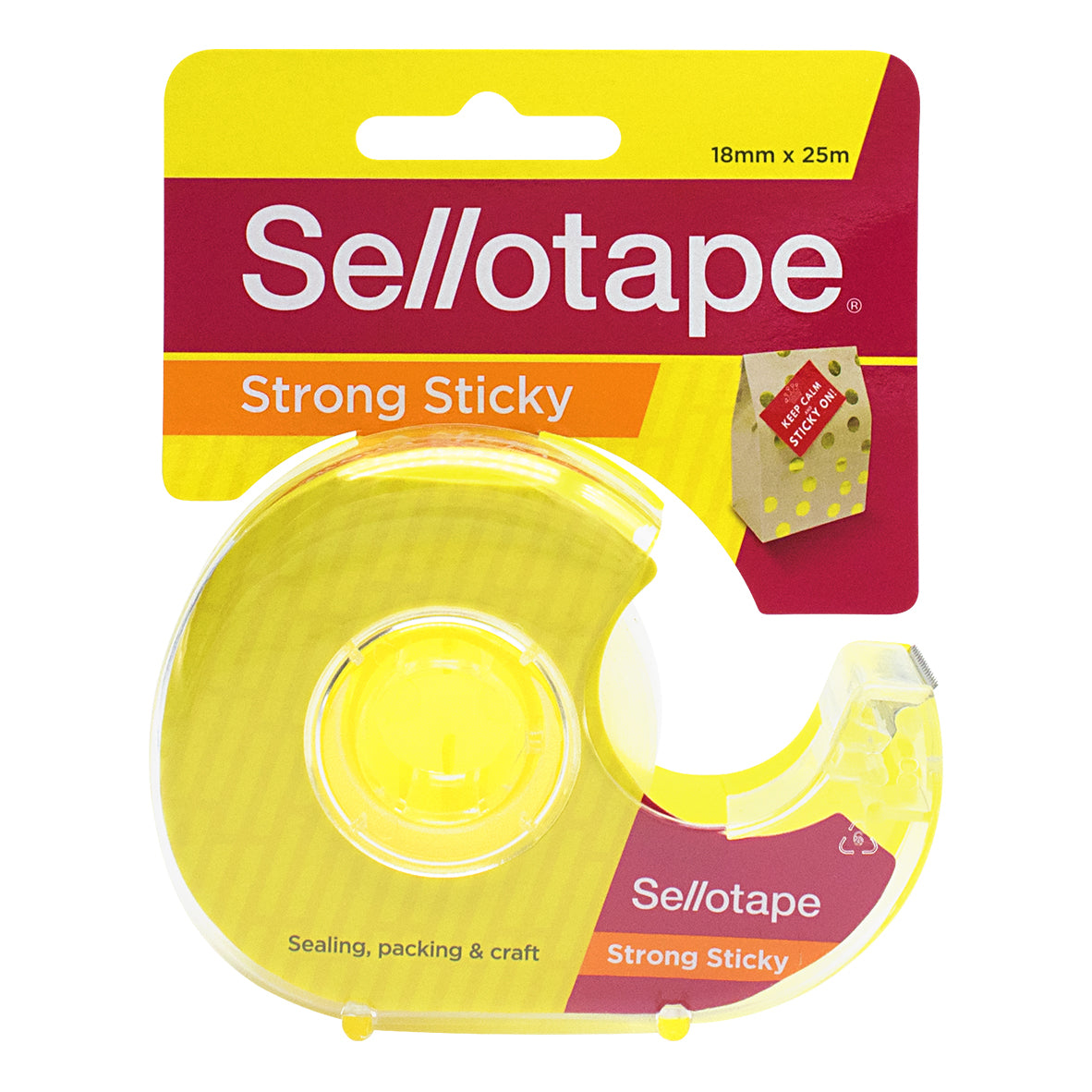 Sellotape Strong Sticky With Dispenser 18mm x 25m