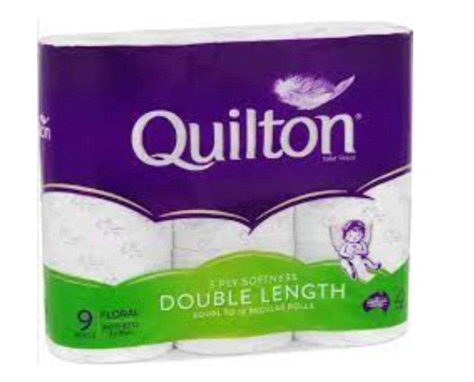 Quilton 3 Ply Double Length Toilet Tissue 9 Pack