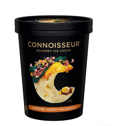 Connoisseur Ice Cream Caramel Honey Macadamia 1l Tub