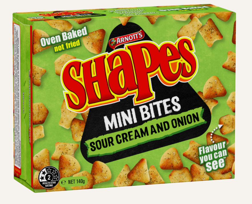 Arnott's Shapes Mini Bites Crackers Sour Cream & Onion 140g