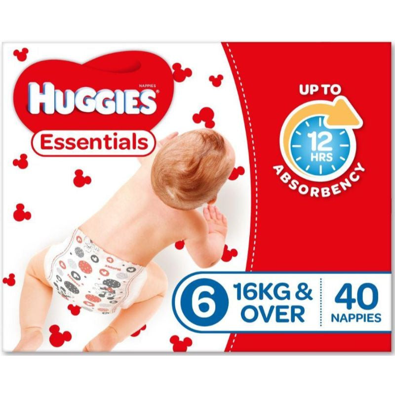 #Huggies Essential Nappy Size 6 Junior 16kg + 40pk