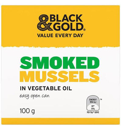 Black & Gold Smoked Mussels 100g