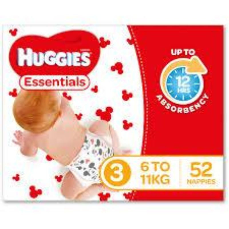 #Huggies Essential Nappy Size 3 Crawler 6 -11kg 52pk2