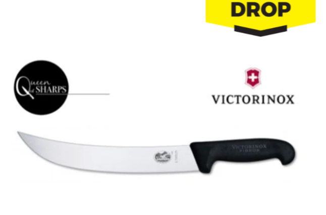 Victorinox Slicing Knife Curved Wide Blade Black Handle 25cm