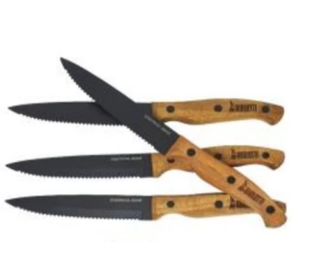 Acacia Handle With Black Handle 4x5 inch Steak Knife Set