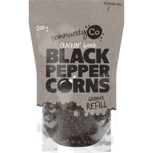 Community Co Black Peppercorns refill pack 200g