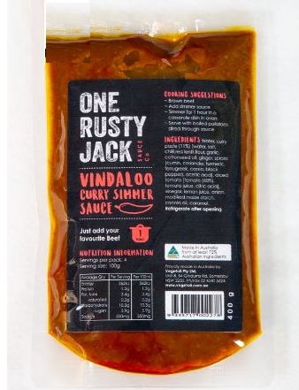 One Rusty Jack Vindaloo Curry Simmer Sauce 400g